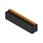 WEIDMULLER - Morsetto per circuito stampato, 320 V, 24 A, Passo in mm: 5.00, 2.5 mm², Numero di poli: 14, PUSH IN con attuatore, Collegamento a saldare THT, 180°,
