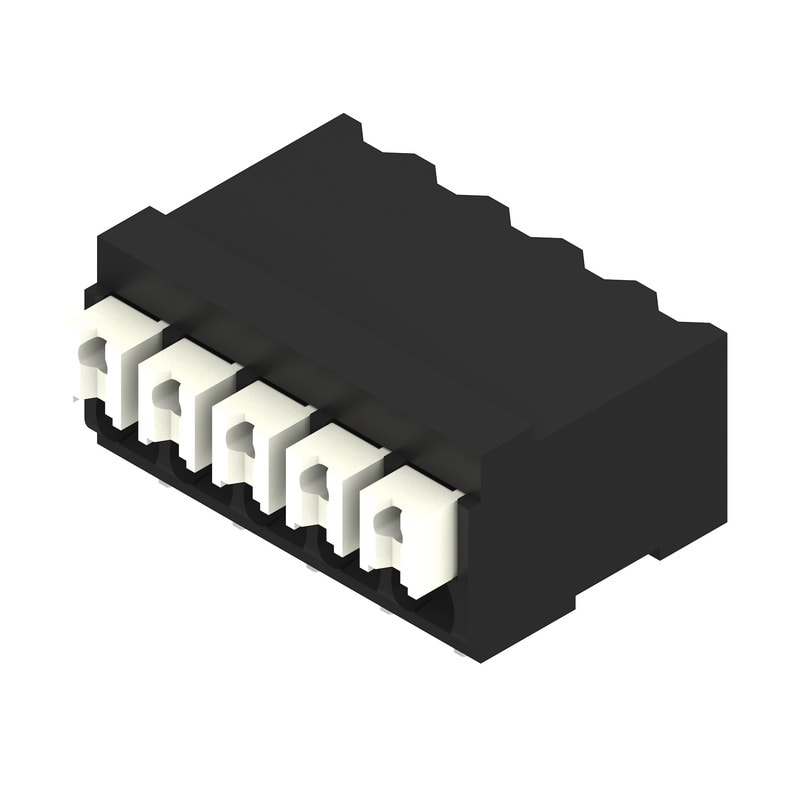 WEIDMULLER - Morsetto per circuito stampato, 160 V, 17.5 A, Passo in mm: 3.50, 1.5 mm², Numero di poli: 5, PUSH IN con attuatore, Collegamento a saldare SMD, 90°,