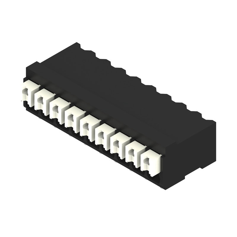 WEIDMULLER - Morsetto per circuito stampato, 160 V, 17.5 A, Passo in mm: 3.50, 1.5 mm², Numero di poli: 9, PUSH IN con attuatore, Collegamento a saldare SMD, 90°,