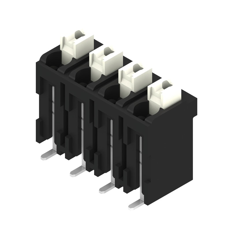 WEIDMULLER - Morsetto per circuito stampato, 320 V, 17.5 A, Passo in mm: 5.00, 1.5 mm², Numero di poli: 4, PUSH IN con attuatore, Collegamento a saldare SMD, 180°,