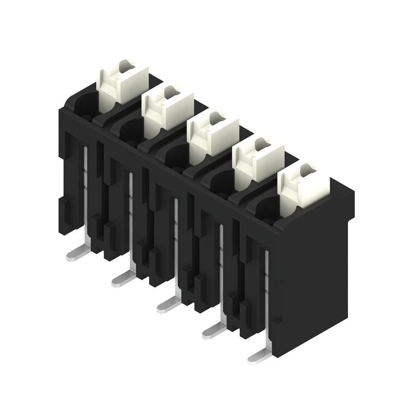 WEIDMULLER - Morsetto per circuito stampato, 320 V, 17.5 A, Passo in mm: 5.00, 1.5 mm², Numero di poli: 5, PUSH IN con attuatore, Collegamento a saldare SMD, 180°,