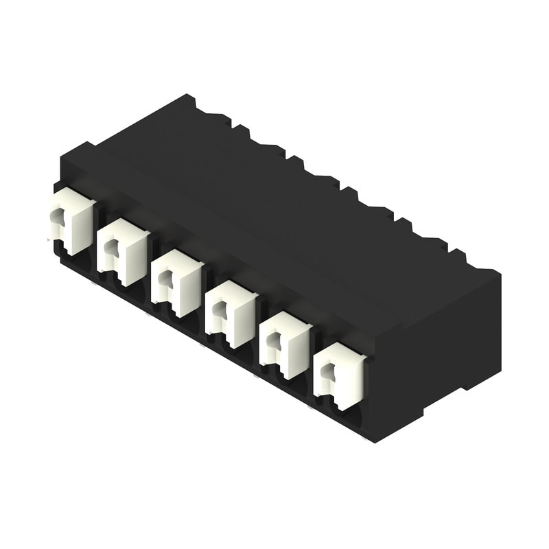 WEIDMULLER - Morsetto per circuito stampato, 320 V, 17.5 A, Passo in mm: 5.00, 1.5 mm², Numero di poli: 6, PUSH IN con attuatore, Collegamento a saldare SMD, 90°,