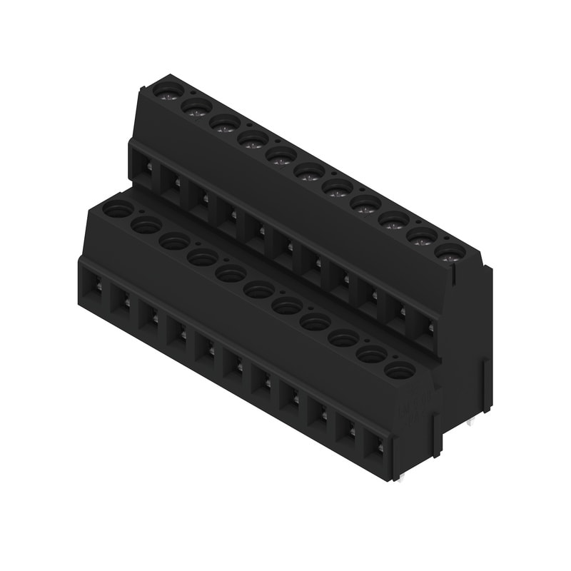 WEIDMULLER - Morsetto per circuito stampato, 320 V, 17.5 A, Passo in mm: 5.08, 2.5 mm², Numero di poli: 22, Collegamento a vite, Collegamento a saldare THT, 90°, B