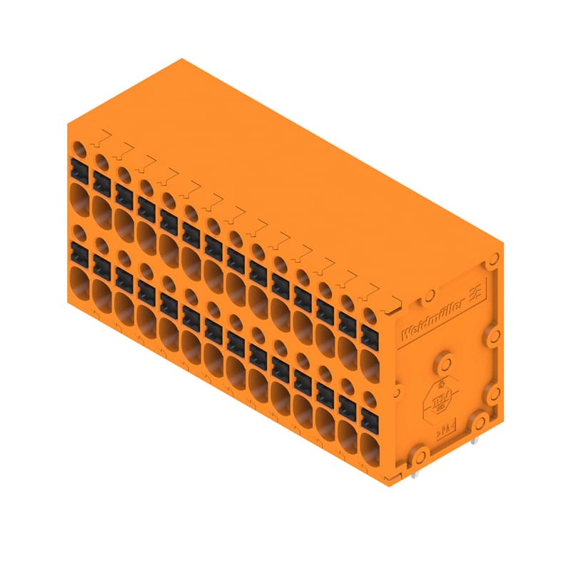 WEIDMULLER - Morsetto per circuito stampato, 200 V, 17.5 A, Passo in mm: 3.50, 1.5 mm², Numero di poli: 28, PUSH IN con attuatore, Collegamento a saldare THT, 90°,