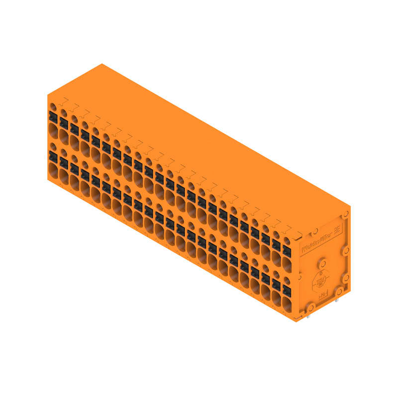 WEIDMULLER - Morsetto per circuito stampato, 200 V, 17.5 A, Passo in mm: 3.50, 1.5 mm², Numero di poli: 46, PUSH IN con attuatore, Collegamento a saldare THT, 90°,