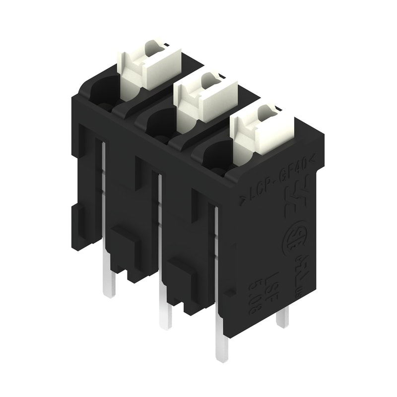 WEIDMULLER - Morsetto per circuito stampato, 320 V, 17.5 A, Passo in mm: 5.08, 1.5 mm², Numero di poli: 3, PUSH IN con attuatore, Collegamento a saldare THT/THR, 1