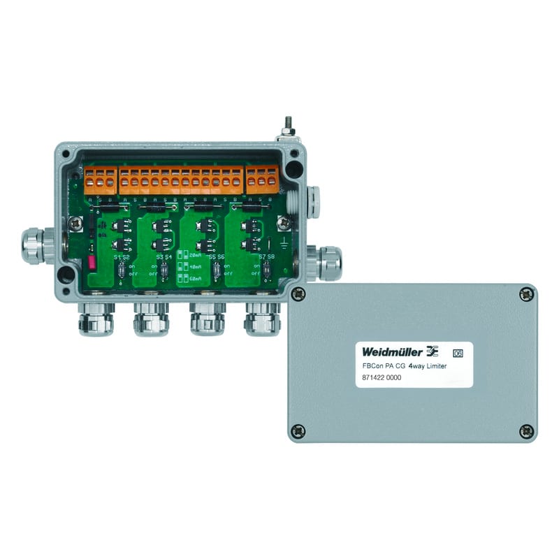 WEIDMULLER - Ripartitore bus di campo, Ripartitore a 4 canali LIMITER, Materiale base della custodia: Alluminio, Profibus PA, Fieldbus Foundation