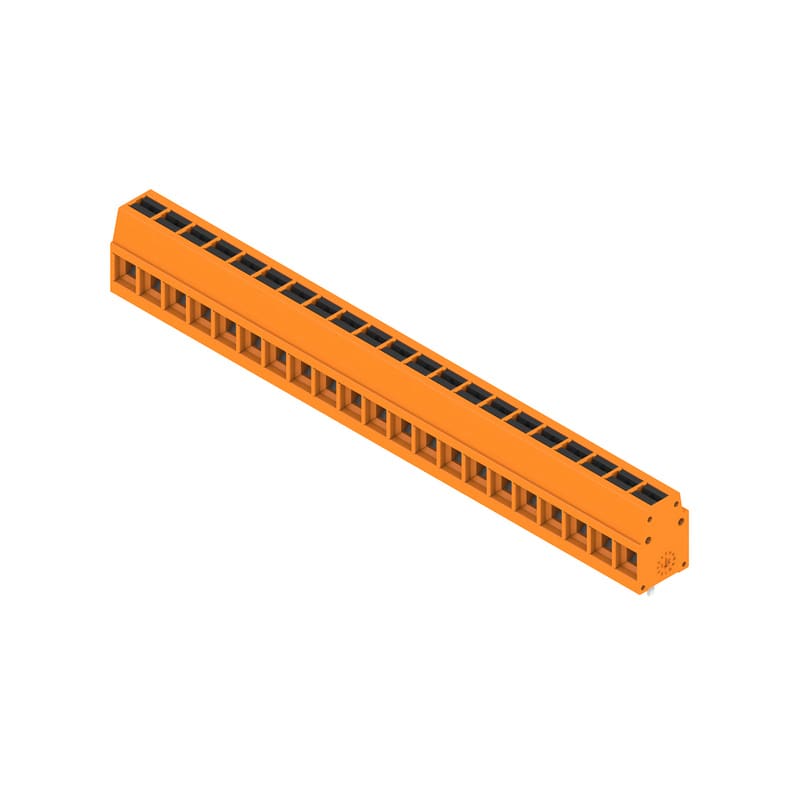 WEIDMULLER - Morsetto per circuito stampato, 350 V, 24 A, Passo in mm: 5.00, 2.5 mm², Numero di poli: 21, PUSH IN con attuatore, Collegamento a saldare THT, 90°, B