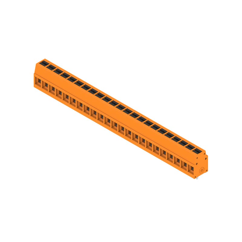 WEIDMULLER - Morsetto per circuito stampato, 350 V, 24 A, Passo in mm: 5.00, 2.5 mm², Numero di poli: 23, PUSH IN con attuatore, Collegamento a saldare THT, 90°, B