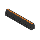 WEIDMULLER - Morsetto per circuito stampato, 350 V, 24 A, Passo in mm: 5.00, 2.5 mm², Numero di poli: 15, PUSH IN con attuatore, Collegamento a saldare THT, 90°, B