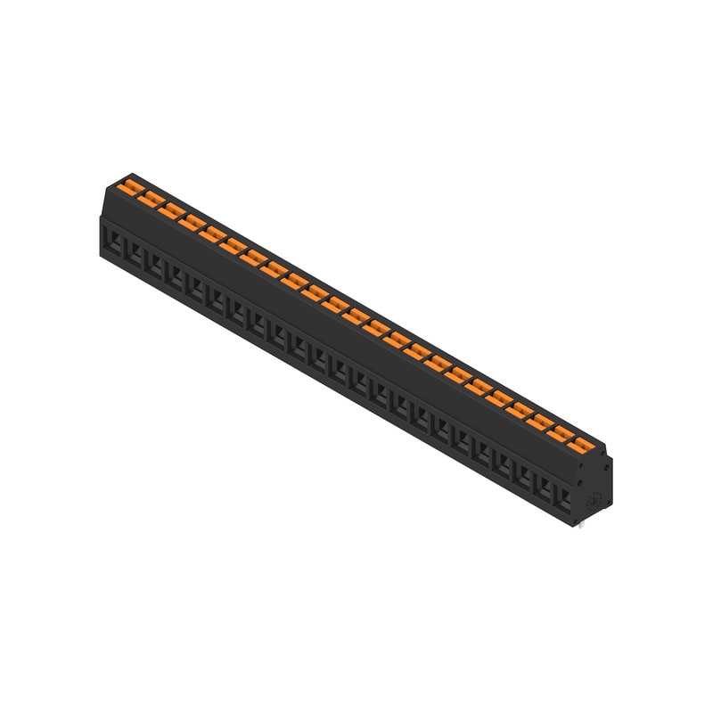 WEIDMULLER - Morsetto per circuito stampato, 350 V, 24 A, Passo in mm: 5.00, 2.5 mm², Numero di poli: 23, PUSH IN con attuatore, Collegamento a saldare THT, 90°, B