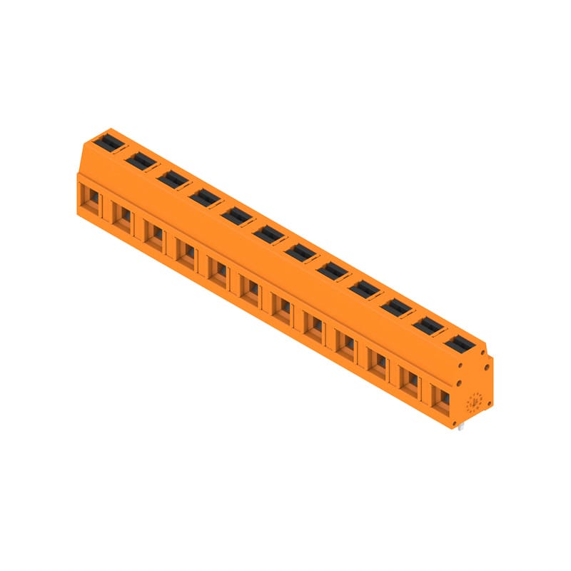WEIDMULLER - Morsetto per circuito stampato, 350 V, 24 A, Passo in mm: 7.50, 2.5 mm², Numero di poli: 12, PUSH IN con attuatore, Collegamento a saldare THT, 90°, B
