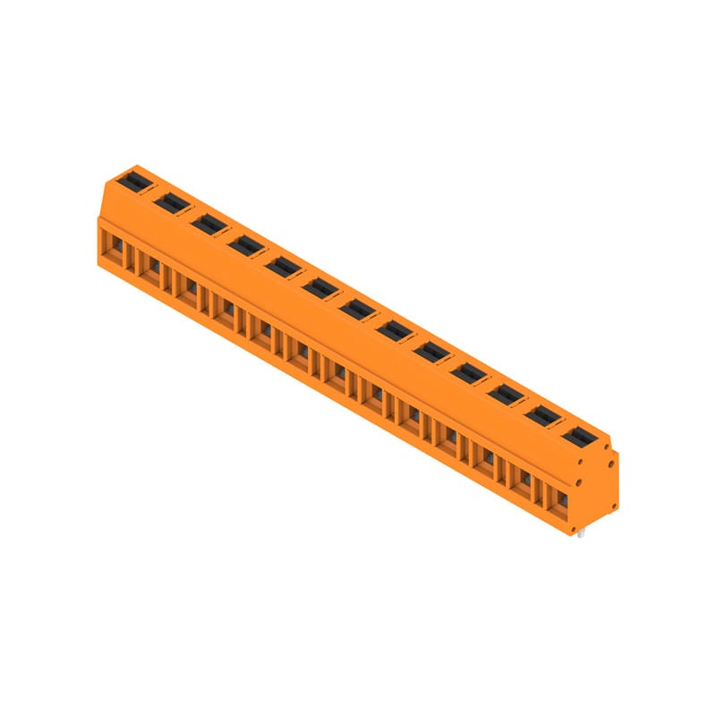 WEIDMULLER - Morsetto per circuito stampato, 350 V, 24 A, Passo in mm: 7.50, 2.5 mm², Numero di poli: 13, PUSH IN con attuatore, Collegamento a saldare THT, 90°, B