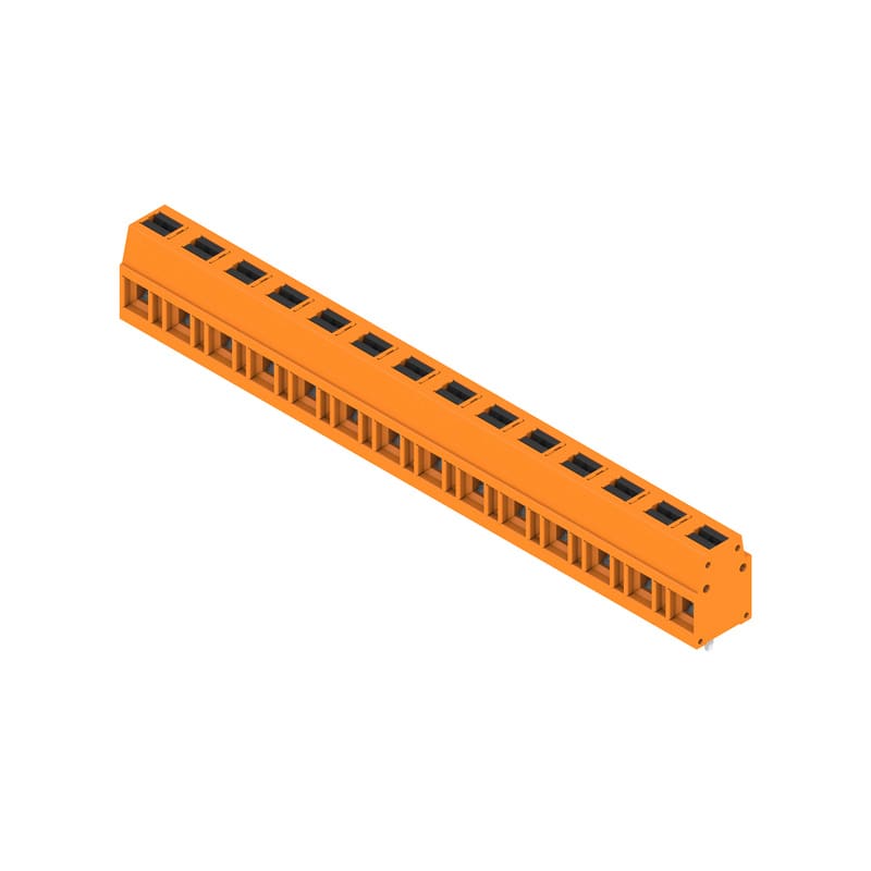 WEIDMULLER - Morsetto per circuito stampato, 350 V, 24 A, Passo in mm: 7.50, 2.5 mm², Numero di poli: 14, PUSH IN con attuatore, Collegamento a saldare THT, 90°, B