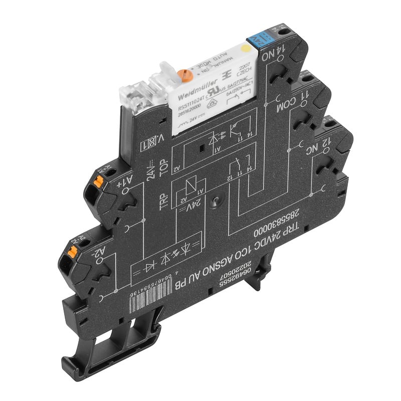 WEIDMULLER - Modulo a relè, 24…230 V UC ±10 %, LED verde, 1 Contatto di scambio (AgSnO dorato) , 250 V AC, 6 A, PUSH IN