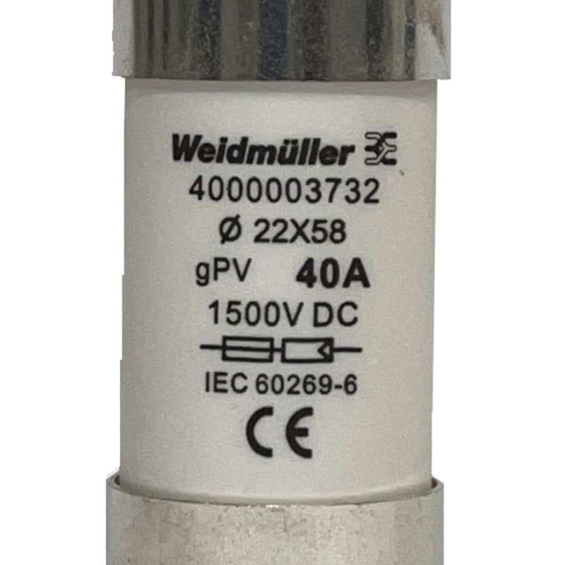 WEIDMULLER - Elemento fusibile cilindrico, Fotovoltaico, 1500 , 22 mm x 58 mm, 65 A, 22 x 58 mm, gPV, 30 A