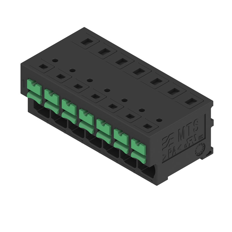WEIDMULLER - Morsetto per circuito stampato, 400 V, 32 A, Passo in mm: 5.00, 4 mm², Numero di poli: 7, SNAP IN con tasto di attivazione, Collegamento a saldare THT