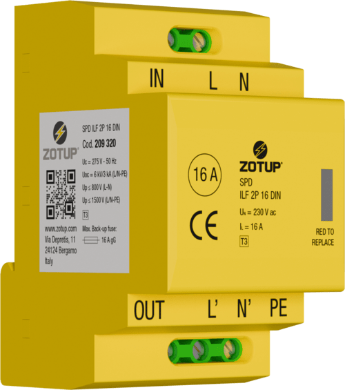 ZOTUP - ILF 2P 16 DIN SPD TIPO 3 FILTRO 16 A TT