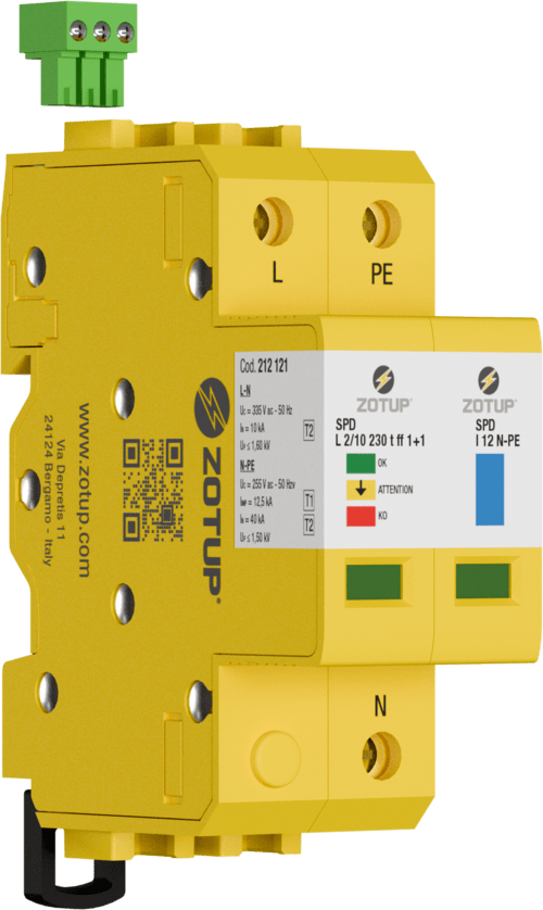 ZOTUP - L 2/10 230 T FF 1+1 PD TIPO 2 IN 10 KA